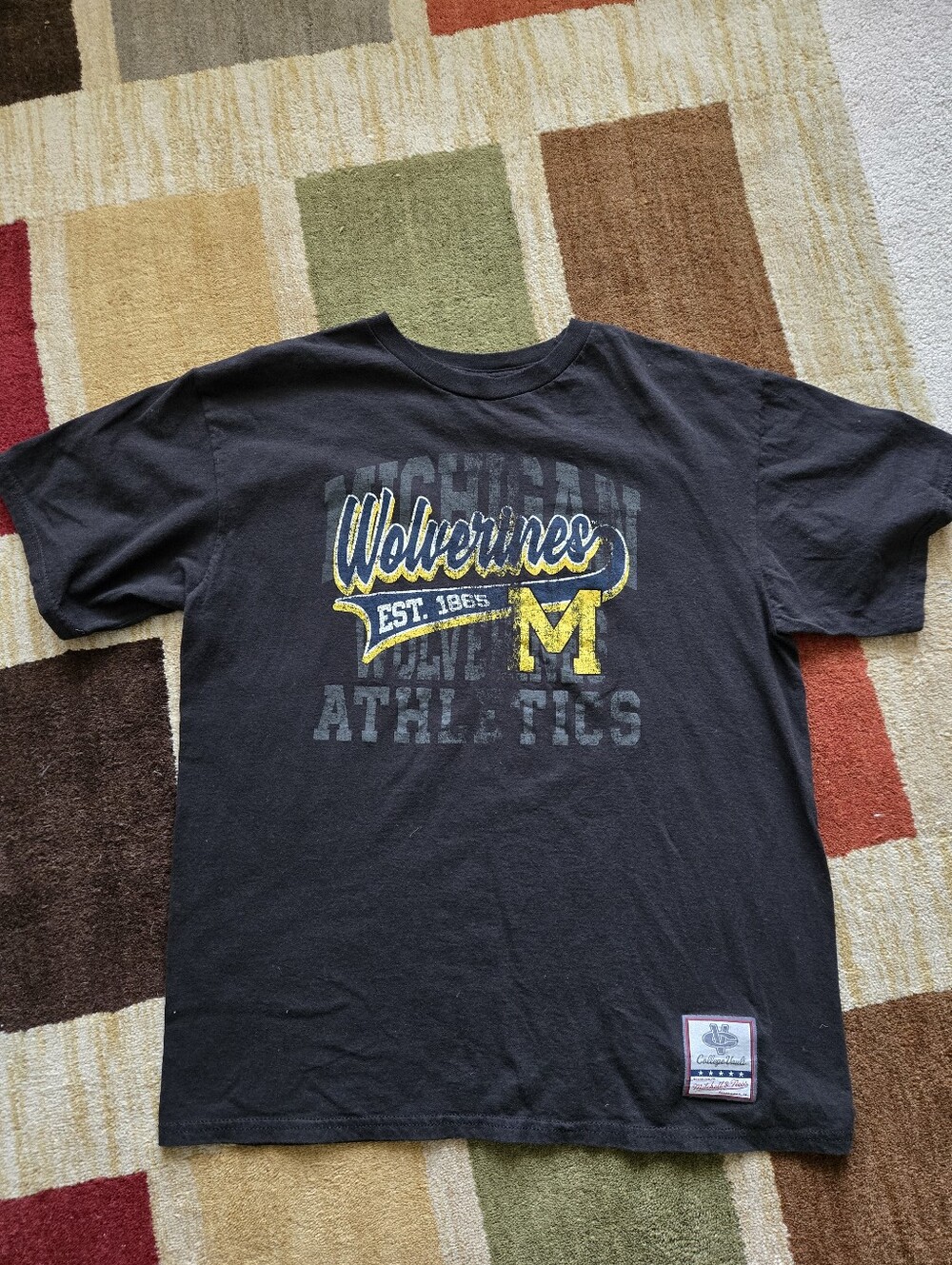 Mitchell & Ness Michigan Wolverines Youth Black Retro Big Game Short Sleeve Tee